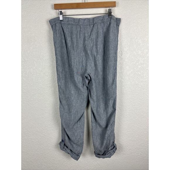 J Jill Pure Jill Womens Linen Pull On‎ Pants Medium Blue Minimalist Beach Cruise - Picture 3 of 7